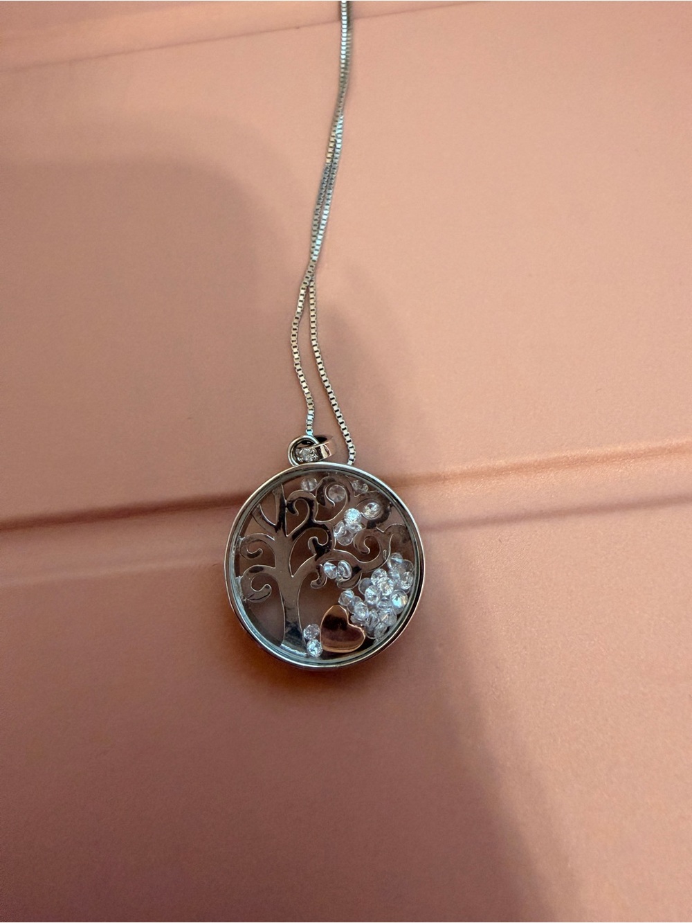 Silver Tree of Life Pendant Necklace with Crystal Accents NEVER WORN family tree